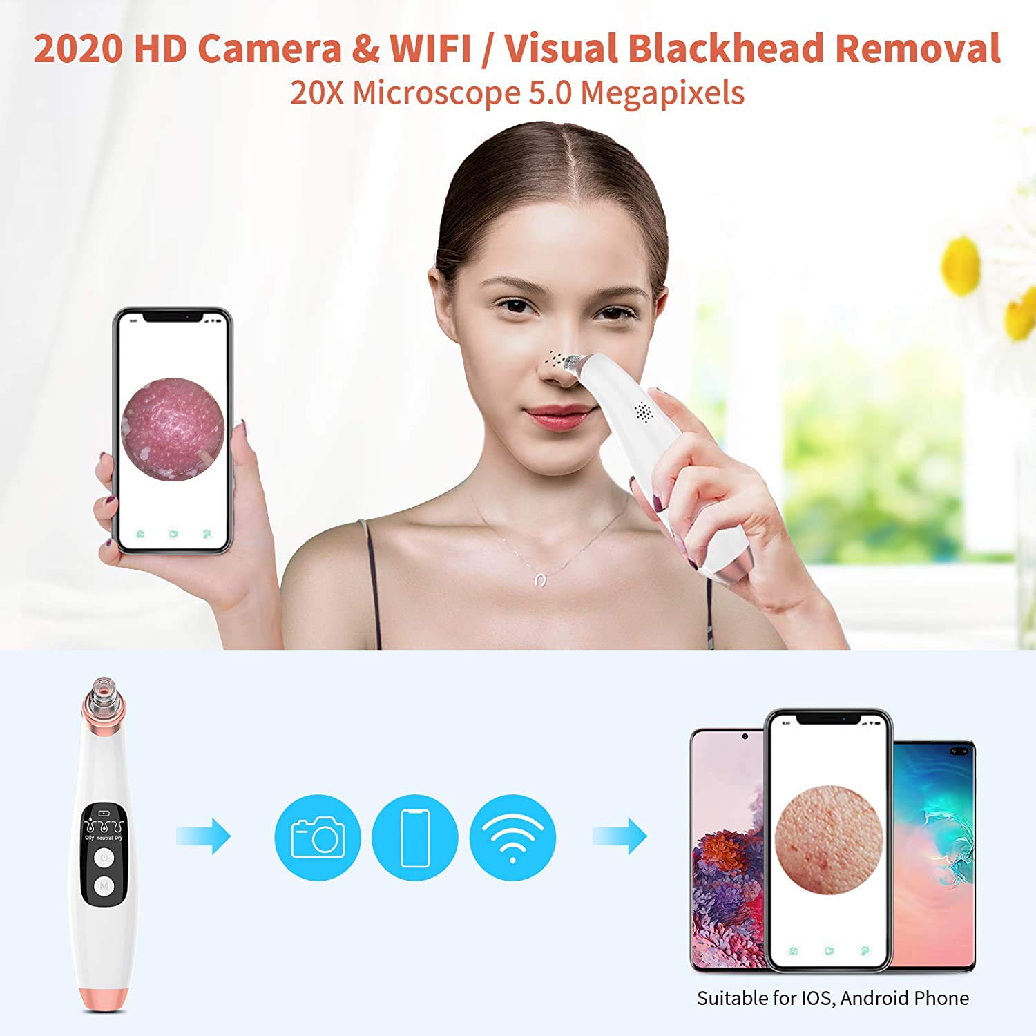 Removedor de Cravos por Sucção com Câmera Wi-Fi HD PRO 2025