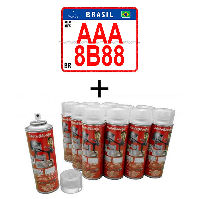 COMBO - Adesivos Numerais do 0 ao 9 + Spray PhotoBlocker - Anti-Multas