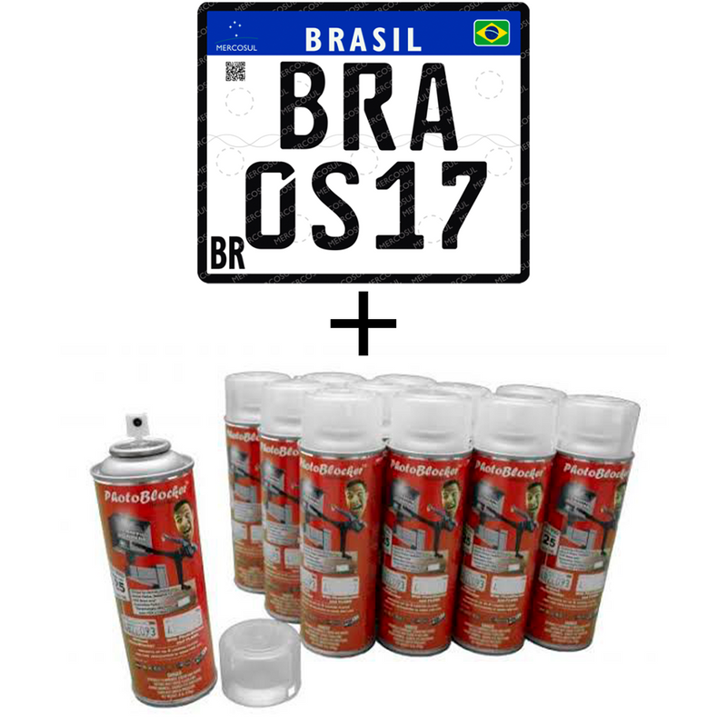 COMBO - Adesivos Numerais do 0 ao 9 + Spray PhotoBlocker - Anti-Multas